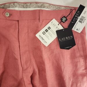 Lauren Ralph Lauren UltraFlex Classic Fit Linen Pants Men's 36x32 Edgewood "Red"
